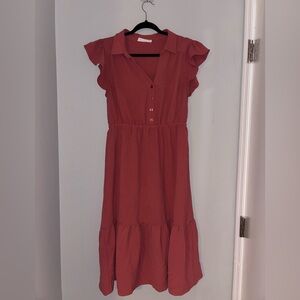 Lucky Brand Red Buttondown Midi Dress